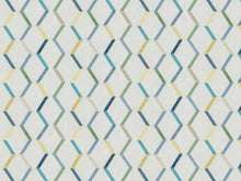 Load image into Gallery viewer, Cream Yellow Blue Green Taupe Embroidered Geometric Drapery Fabric