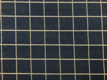 Load image into Gallery viewer, Reversible Designer Navy Blue Beige Woven Check Plaid Geometric Upholstery Drapery Fabric