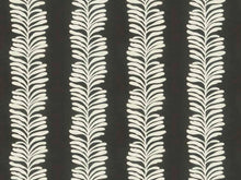 Load image into Gallery viewer, Cotton Linen Off White Ash Black Botanical Floral Embroidered Drapery Fabric