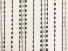 Load image into Gallery viewer, Designer Off White Black Taupe Geometric Embroidered Stripe Drapery Fabric