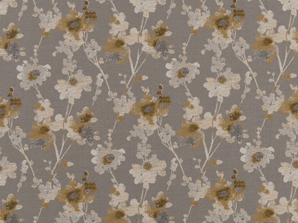Heavy Duty Abstract Floral Tapestry Mustard Gold Grey Ivory Charcoal Upholstery Fabric