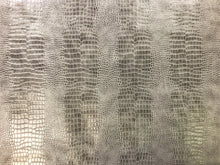 Load image into Gallery viewer, Designer Greige Gray Alligator Reptile Animal Pattern Embossed Faux Leather Upholstery Vinyl