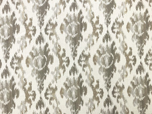 Designer Indoor Outdoor Water & Stain Resistant Beige Taupe Ivory Ikat Ethnic Upholstery Drapery Fabric