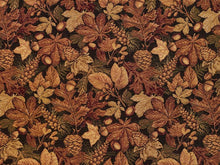 Load image into Gallery viewer, Heavy Duty Abstract Leaf Tapestry Auburn Orange Green Charcoal Black Upholstery Fabric