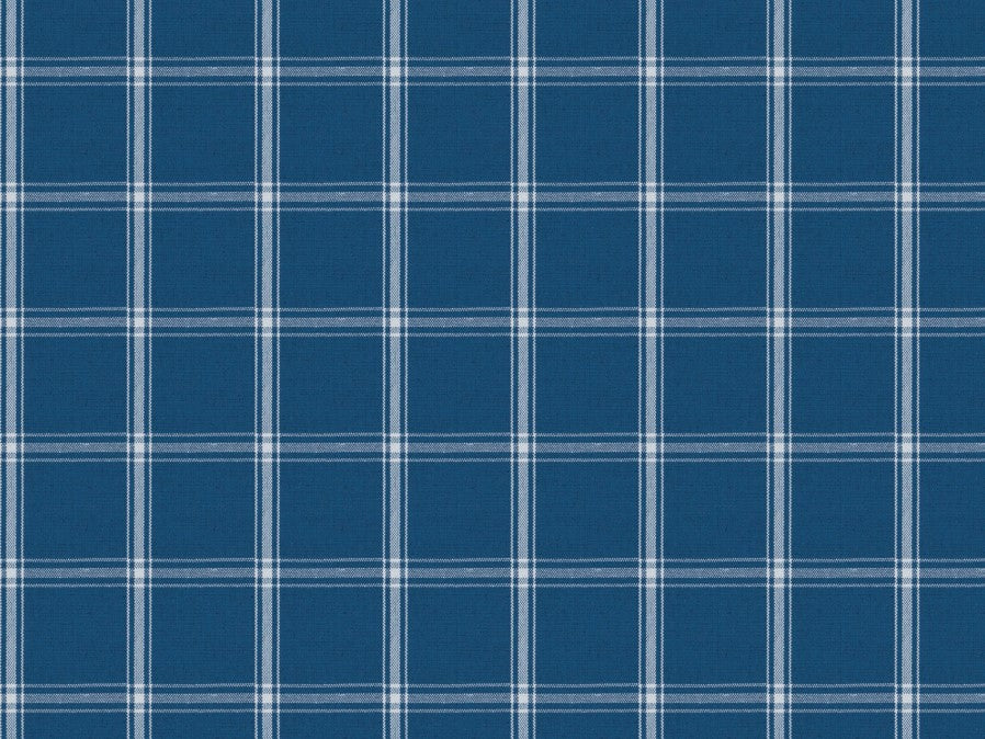 Heavy Duty Linen Poly French Blue White Plaid Nautical Upholstery Drapery Fabric