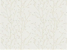 Load image into Gallery viewer, Cotton Linen Ivory Silver Metallic Beaded Embroidered Tree Pattern Drapery Fabric