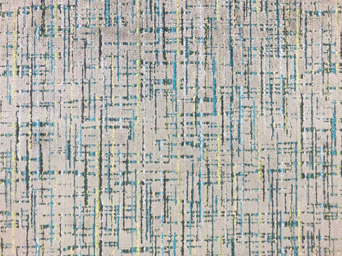 Designer Cotton Grey Yellow Turquoise Blue Teal Green Abstract Velvet Upholstery Fabric