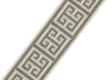 Load image into Gallery viewer, 2.5" Wide Taupe Cream Geometric Greek Key Upholstery Drapery Border Tape Trim
