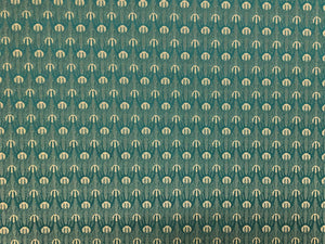 Vintage Retro Teal Green Taupe Beige Dot Abstract Geometric Upholstery Drapery Fabric