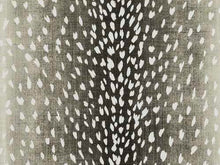 Load image into Gallery viewer, Linen Rayon Black Grey Off White Fawn Animal Print Upholstery Drapery Fabric