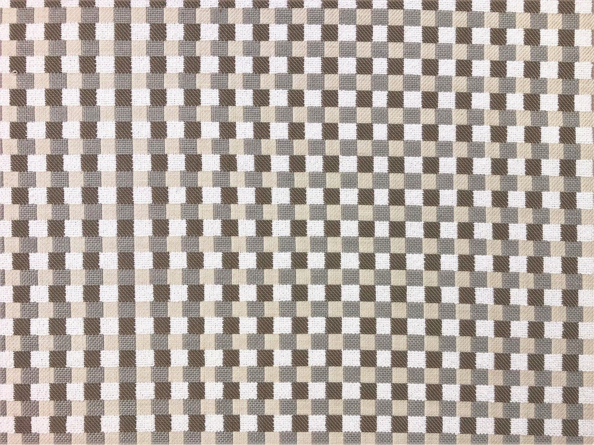 Designer Indoor Outdoor Water & Stain 2024 Resistant Small Check Geometric Beige Grey White Taupe Upholstery Drapery Fabric STA1303