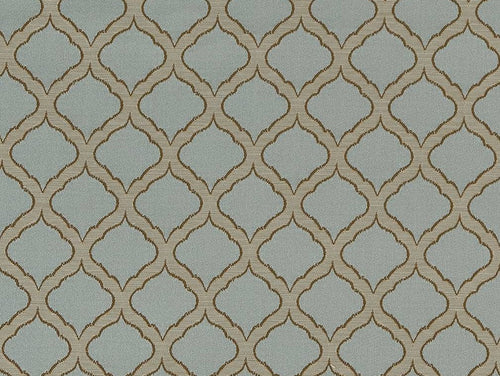 Seafoam Blue Brown Olive Trellis Diamond Upholstery Drapery Fabric
