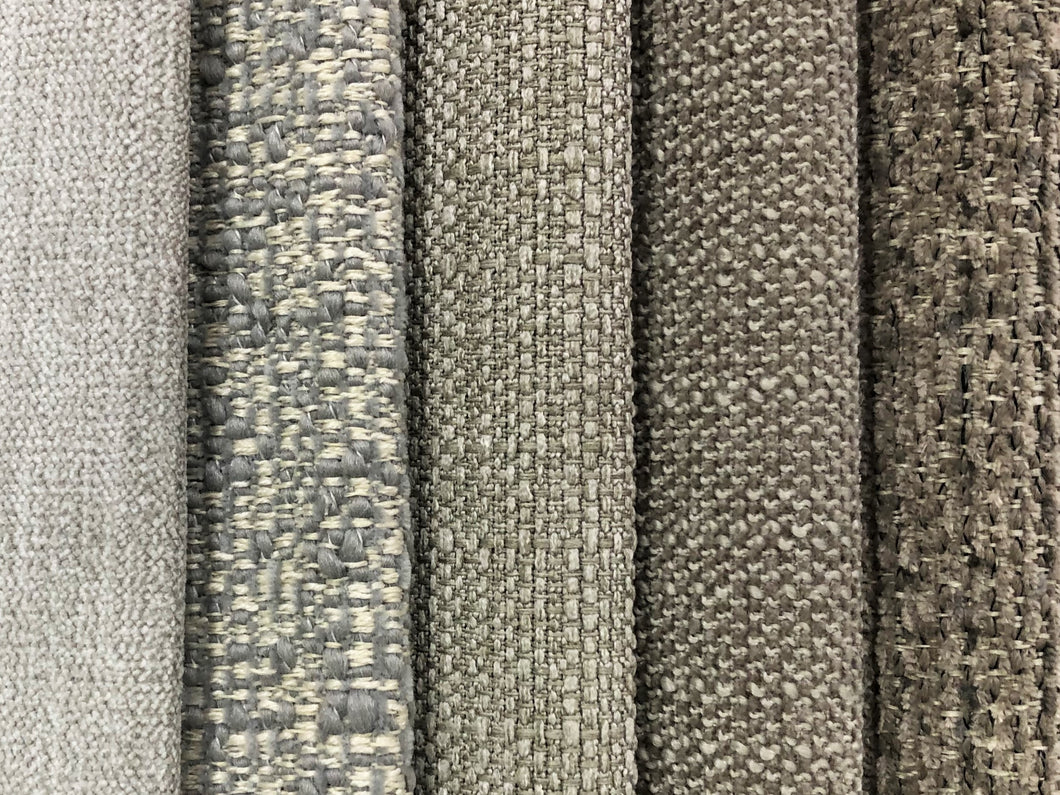 Crypton Stain Water Resistant Mid Century Modern Basketweave Tweed Chenille Gray Silver Ecru Neutral Upholstery Fabric RMCR XI