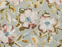 Load image into Gallery viewer, Antique Aqua Seafoam Blue Brown Green Cream Floral Upholstery Drapery Fabric