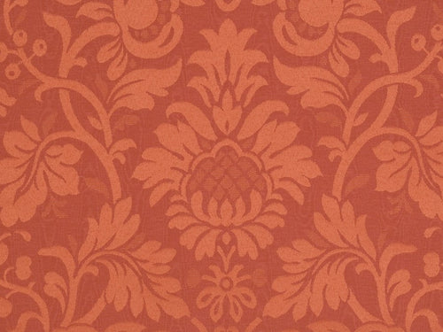 Rusty Orange Cotton Poly Damask Moire Upholstery Drapery Fabric