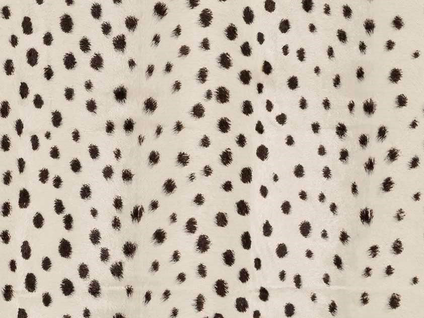 Cream Black Animal Pattern Cheetah Faux Fur Upholstery Fabric