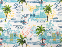 Load image into Gallery viewer, Richloom Solarium Nautical Tropical White Navy Blue Aqua Yellow Green Outdoor Upholstery Drapery Fabric