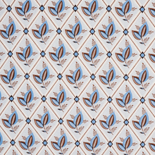 Load image into Gallery viewer, Schumacher Basile Trellis Fabric 180573 / Delft &amp; Sepia