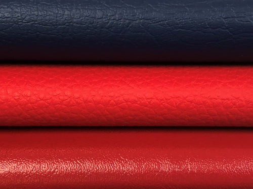 Heavy Duty Dark Denim Candy Red Cherry Vegan Faux Leather Marine Upholstery Vinyl