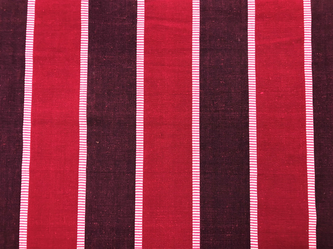 Designer Burgundy Red Maroon Plum Rose Woven Stripe Upholstery Drapery Fabric