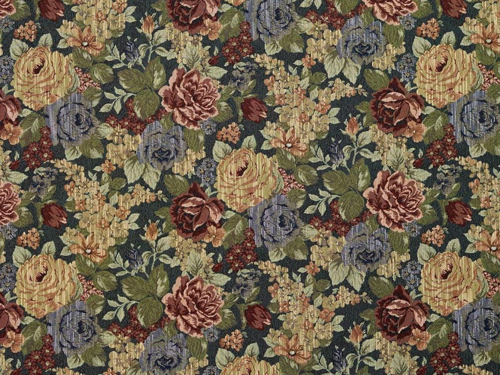 Original 70s Vintage Fabric by the Yard Brown Floral Fabric