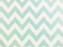 Load image into Gallery viewer, Designer Seafoam Aqua Cream Geometric Chevron Upholstery Drapery Fabric