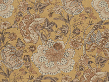 Load image into Gallery viewer, Gold Wheat Brown Charcoal Floral Upholstery Drapery Fabric