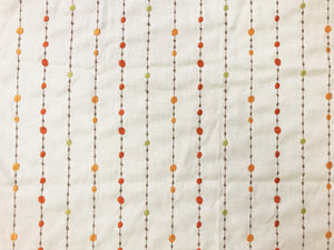 1.25 Yds Designer Embroidered Geometric Cotton Linen Ivory Orange Green Taupe Drapery Fabric
