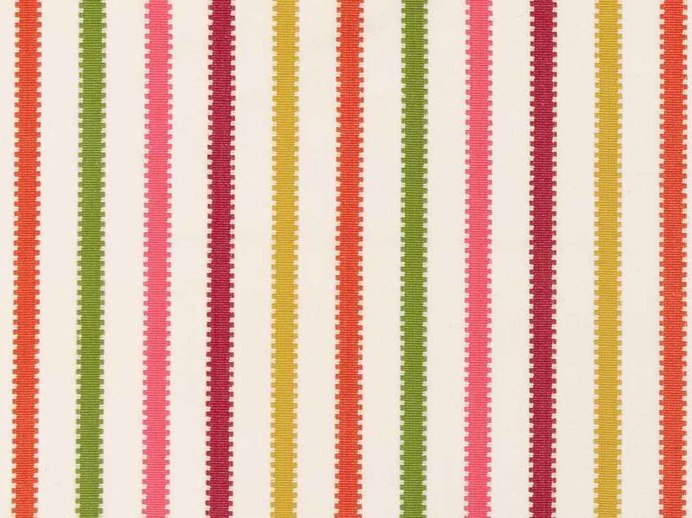 Vintage 1950's Stripe Fabric / 1960's Pink, fashion Orange, White Stripe Fabric