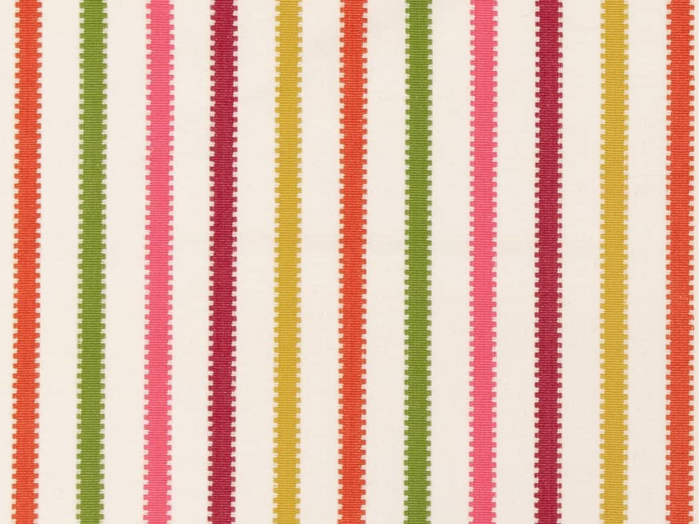 Heavy Duty White Pink Orange Green Yellow Stripe Upholstery Drapery Fabric