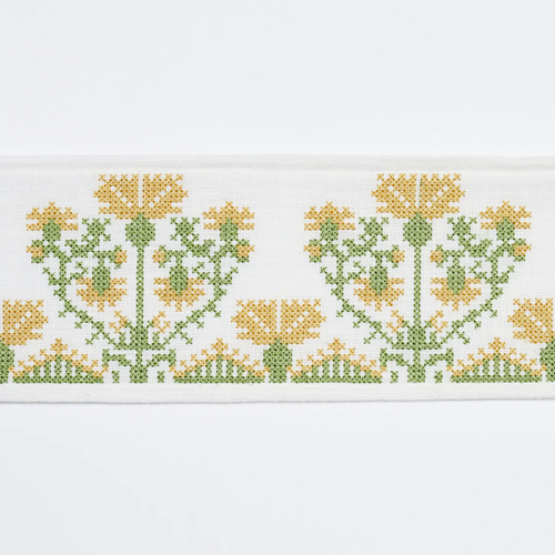 Schumacher Custis Embroidered Tape Trim / Marigold