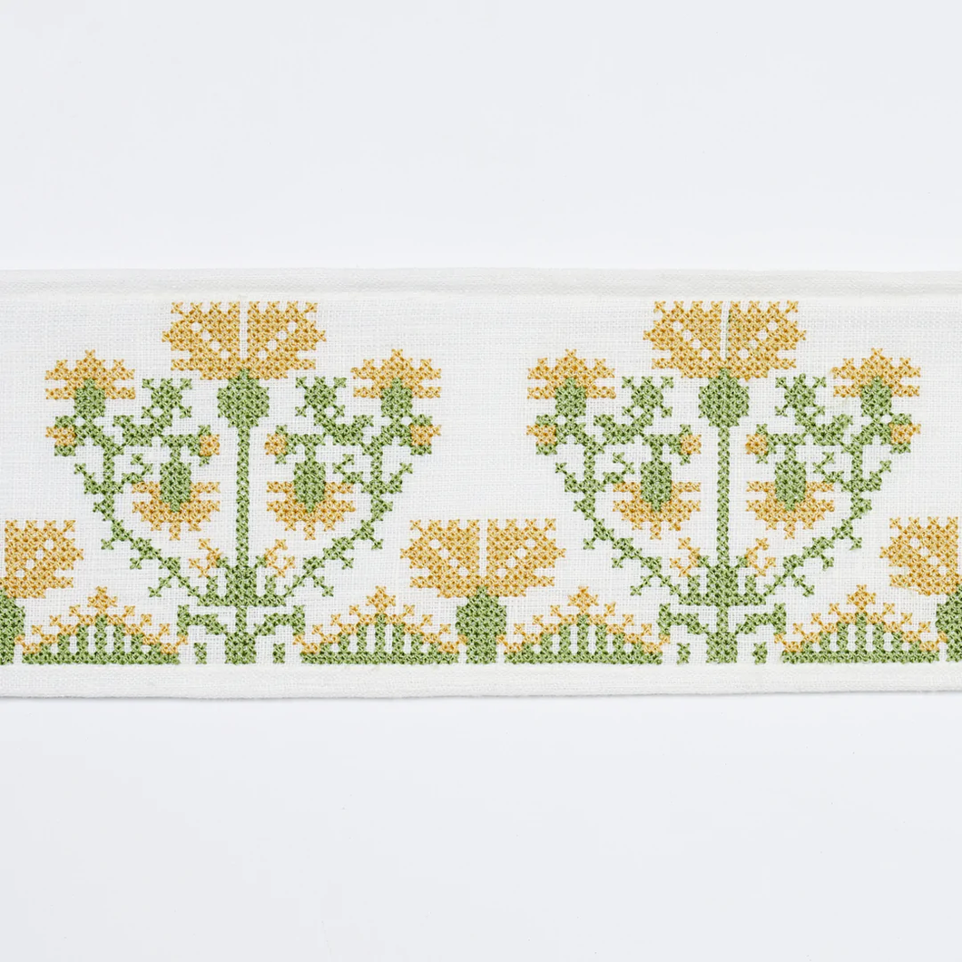 Schumacher Custis Embroidered Tape Trim / Marigold