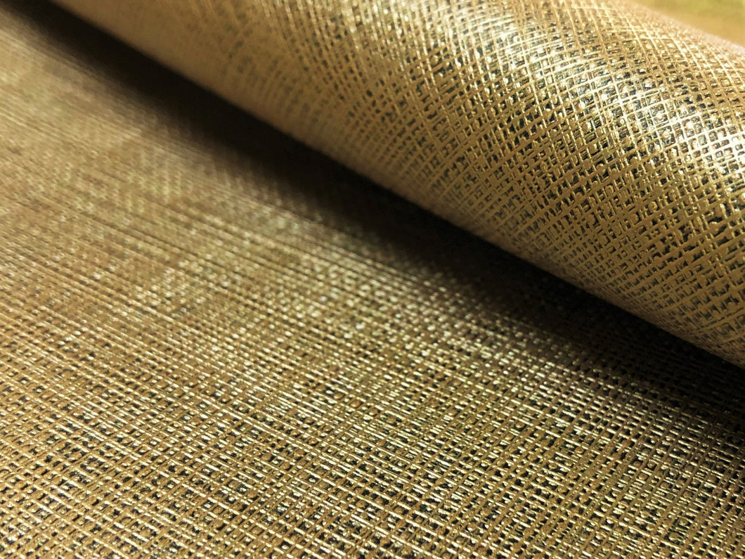 Ultraleather Linen Glazed Gold Faux Leather Textured Heavy Duty Shimmery Metallic Upholstery Vinyl