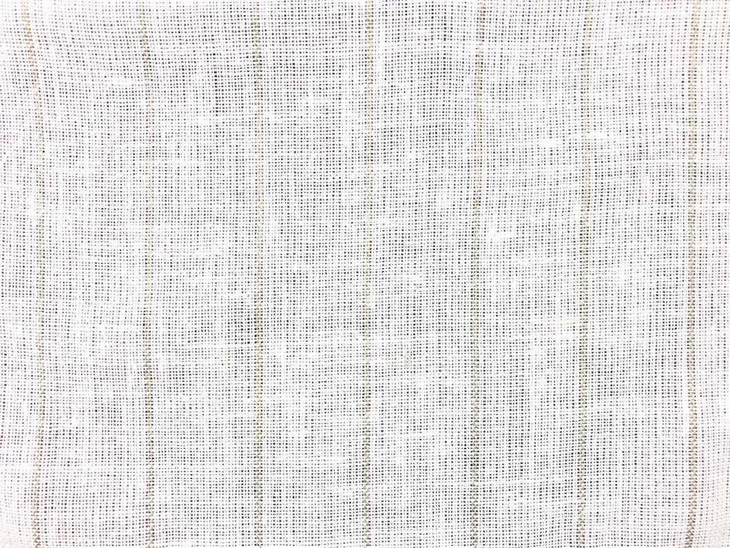 Linen Poly Sheer Nautical Ivory Taupe Beige Stripe Drapery Fabric
