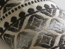 Load image into Gallery viewer, 3.5" Wide Woven Geometric Black Grey Ivory Drapery Tape Trim