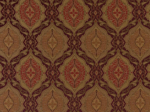Heavy Duty Geometric Medallion Plum Purple Beige Green Red Upholstery Drapery Fabric