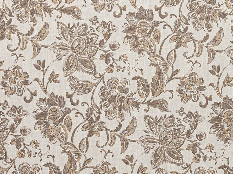 Ivory Taupe Grey Floral Upholstery Drapery Fabric