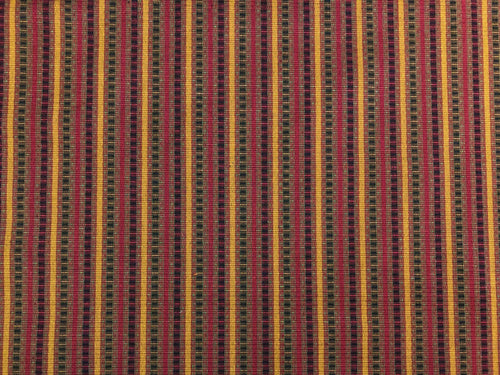 Reversible Burgundy Green Mustard Gold Black Check Stripe Upholstery Fabric WHS 5195