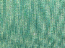Load image into Gallery viewer, Designer Linen Blend Aqua Blue Gray Herringbone Geometric Mid Century Modern Upholstery Fabric