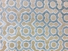 Load image into Gallery viewer, 1.75 Yds Designer Gray Taupe White Geometric Chenille Trellis Upholstery Fabric