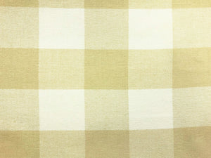 Designer Cotton Lambs Wool Buffalo Check Beige Cream Ivory Plaid Chenille Water & Stain Resistant Neutral Upholstery Fabric WHS 5154