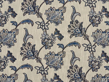 Load image into Gallery viewer, Heavy Duty Jacobean Floral Abstract Tapestry Navy Blue Off White Upholstery Fabric
