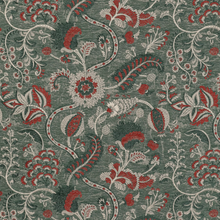 Load image into Gallery viewer, Lee Jofa Jardin Bleu Fabric / Teal/Red