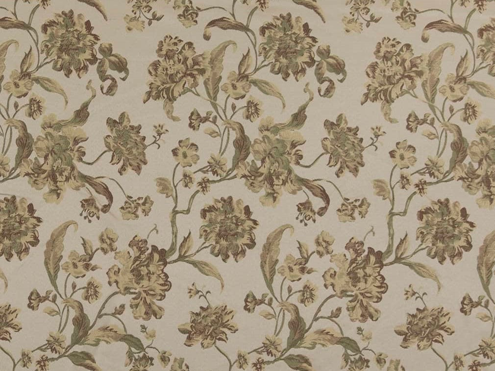 Heavy Duty Floral Seafoam Green Beige Brown Upholstery Drapery Fabric