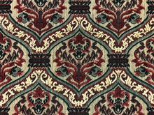 Load image into Gallery viewer, Kravet Water &amp; Stain Resistant Epingle Carpet Tapestry Medallion Emerald Green Burgundy Red Beige Velvet Upholstery Fabric