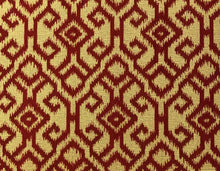 Load image into Gallery viewer, Designer Woven Rusty Red Beige Chenille Ethnic Tribal Geometric Ikat Water &amp; Stain Resistant Upholstery Fabric