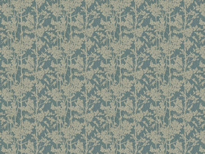 Abstract Botanical Tree Pattern Teal Blue Beige Upholstery Drapery Fabric