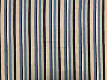Load image into Gallery viewer, Schumacher Kiawah Stripe Indigo Belgian Flax Linen Nautical Beige Greige Navy Aqua White Stripe Upholstery Drapery Fabric
