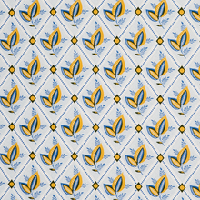 Load image into Gallery viewer, Schumacher Basile Trellis Fabric 180572 / Yellow &amp; Blue