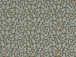 Seafoam Blue Brown Olive Swirl Upholstery Drapery Fabric